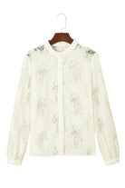 Floral Lace Stand Neck Textured Shirt