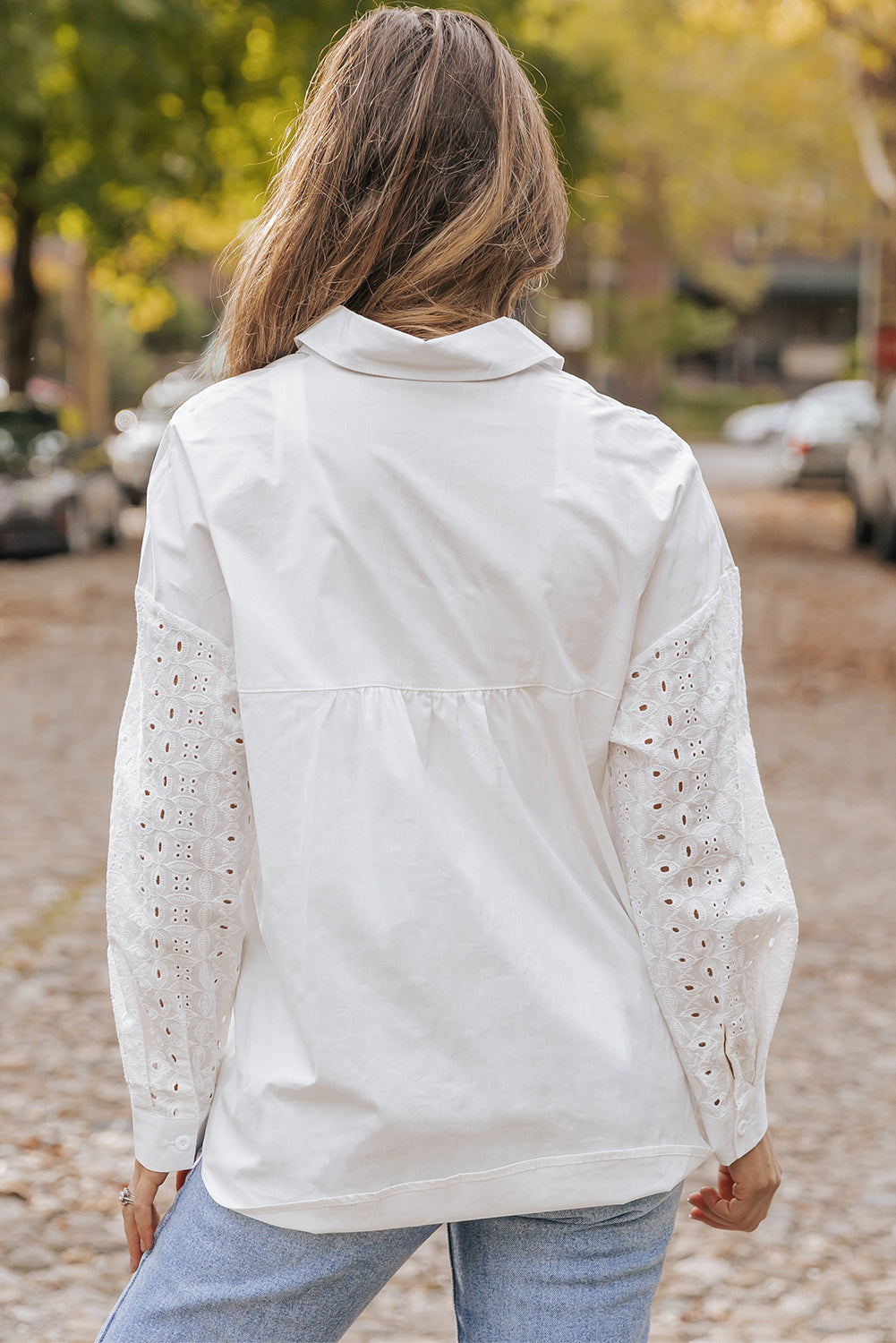 Lace Patch Chest Pocket Button-Up Shirt