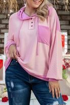 Corded Colorblock Patchwork Plus Size Hoodie