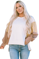 Color Block Sleeve Patchwork Oversized Sweatshirt