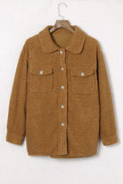 Brown Flap Pockets Button Front Jacket