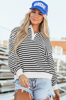 Color Block Buttoned Crew Neck Oversized Sweatshirt