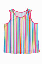 Rainbow Eyelet Knit Button Decor Tank Top