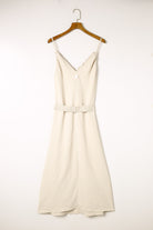 V Neck Sleeveless Maxi Dress with Elastic Belt