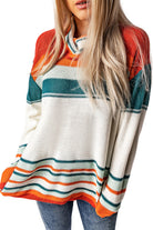 Color Block Cowl Neck Knit Sweater