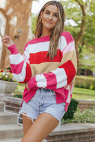 Mix Horizon Stripes Dolman Sleeve Sweater