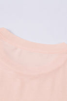 Pink Solid Color Crew Neck Tee