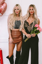 Lace V Neck Bodice Spaghetti Straps Wide Leg Jumpsuit