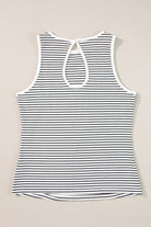 Striped Print Ribbed Knit Sleeveless Top