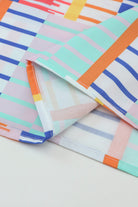 Multicolor Striped Print High Neck Flutter Top