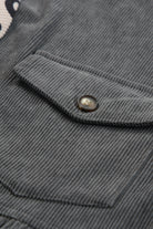 Leopard Colorblock Corduroy Shirt Jacket