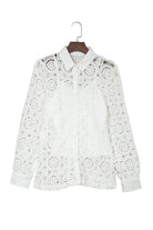 Crochet Lace Hollow-out Turn-down Collar Shirt