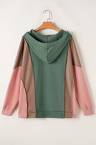 Plus Size Colorblock Patchwork V Neck Hoodie