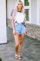 Pink Leopard Dyed Print Bleached Blank Tee