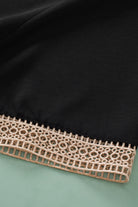 Lace Trim Short Sleeve V Neck Plus Size Top