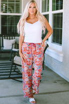 Gorgeous Print Drawstring Smocked High Waist Pants
