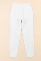 White Distressed Ripped Holes High Waist Skinny Jeans