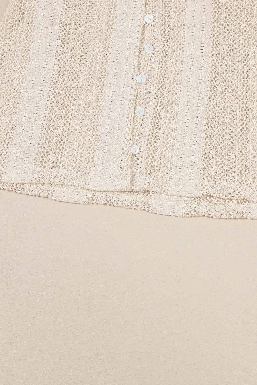 V-Neck Long Sleeve Button Up Lace Shirt