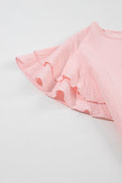 Plus Size Crinkle Textured Ruffle Sleeve Top