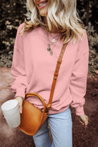 Loose Drop Shoulder Ribbed Sweatshirt