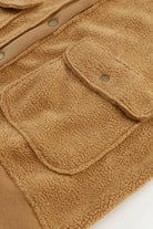 Button Flap Pocket Spread Collar Fleece Jacket