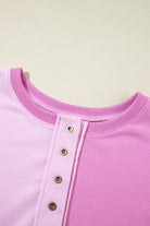 Colorblock Henley High Low Oversize Sweatshirt