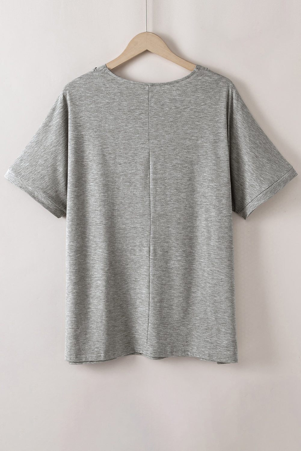 Plus Size Buttoned V Neck Batwing Sleeve Top