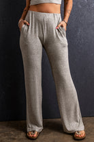 Elastic Waist Pocketed Loose Straight Pants