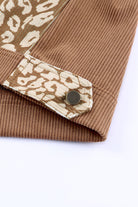 Brown Leopard Print Corduroy Long Sleeve Jacket