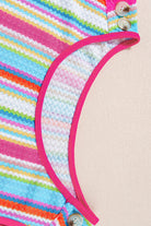 Rainbow Eyelet Knit Button Decor Tank Top