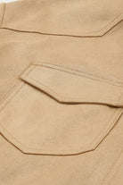 Khaki Snap Button Up Suede Jacket