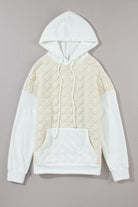 Drop Shoulder Quilted Patchwork Kangaroo Pocket Hoodie