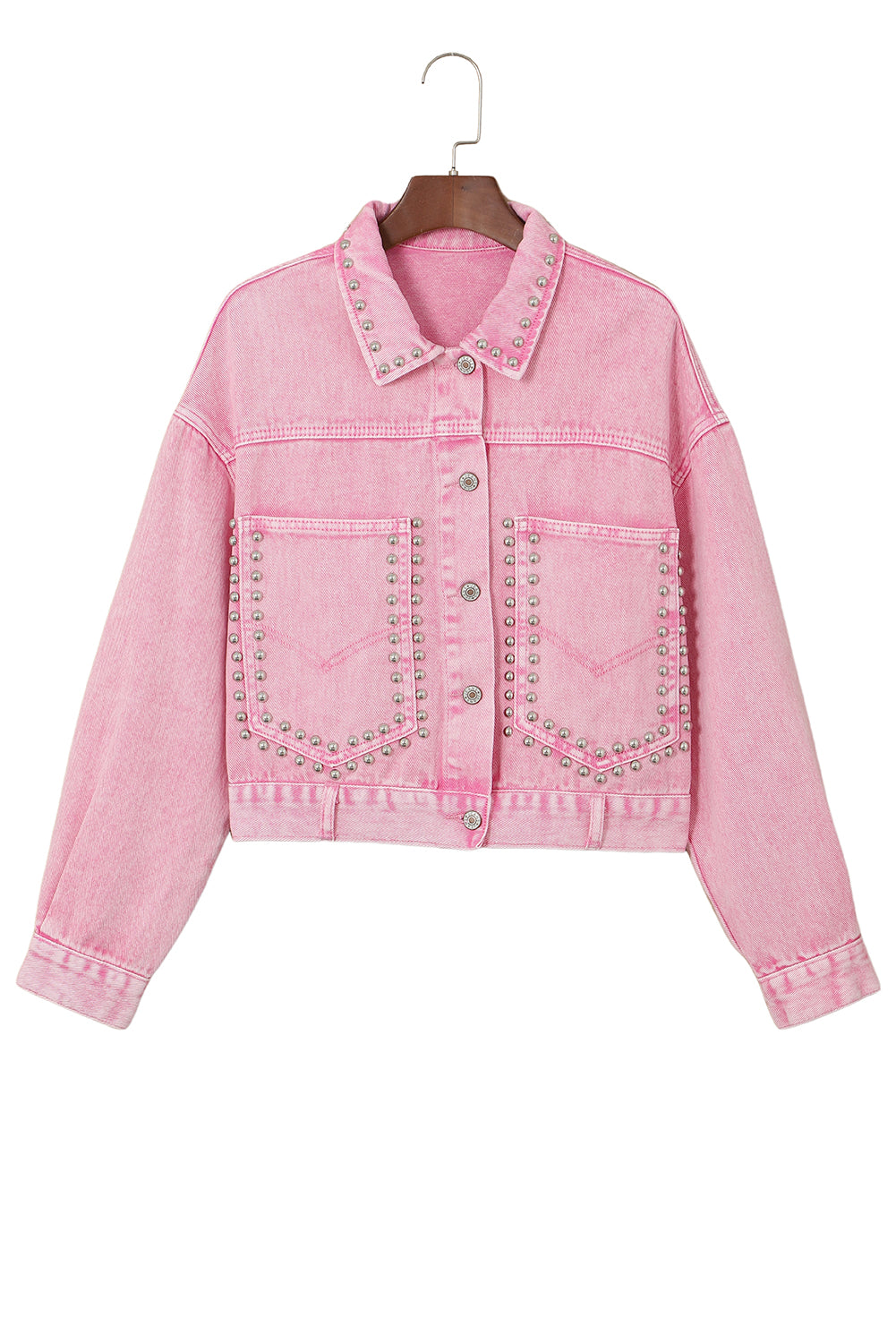 Rivet Studded Pocketed Denim Jacket