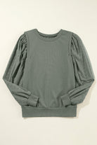 Solid Patchwork Sleeve Round Neck Sweatshirt