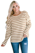 Yellow Striped Drop Shoulder Oversized Sweater