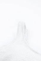 Crinkle Textured Asymmetric One Shoulder Bikini Swimsuit