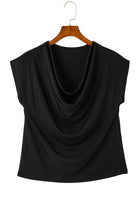 Black Cowl Neck Bat Sleeve T Shirt