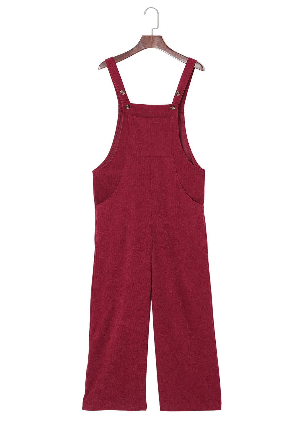 Solid Color Corduroy Wide Leg Bib Overalls
