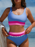 Colorblock High Waisted Bikini Swimsuit