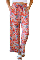 Gorgeous Print Drawstring Smocked High Waist Pants