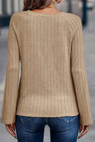 Ribbed Round Neck Knit Long Sleeve Top