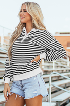 Color Block Buttoned Crew Neck Oversized Sweatshirt