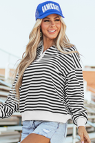 Color Block Buttoned Crew Neck Oversized Sweatshirt