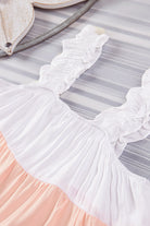 Frill Straps Color Block Tiered Tank Top