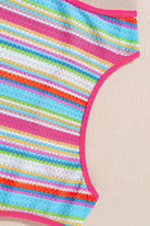 Rainbow Eyelet Knit Button Decor Tank Top