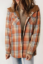 Plaid Pattern Sherpa Lined Hooded Shacket