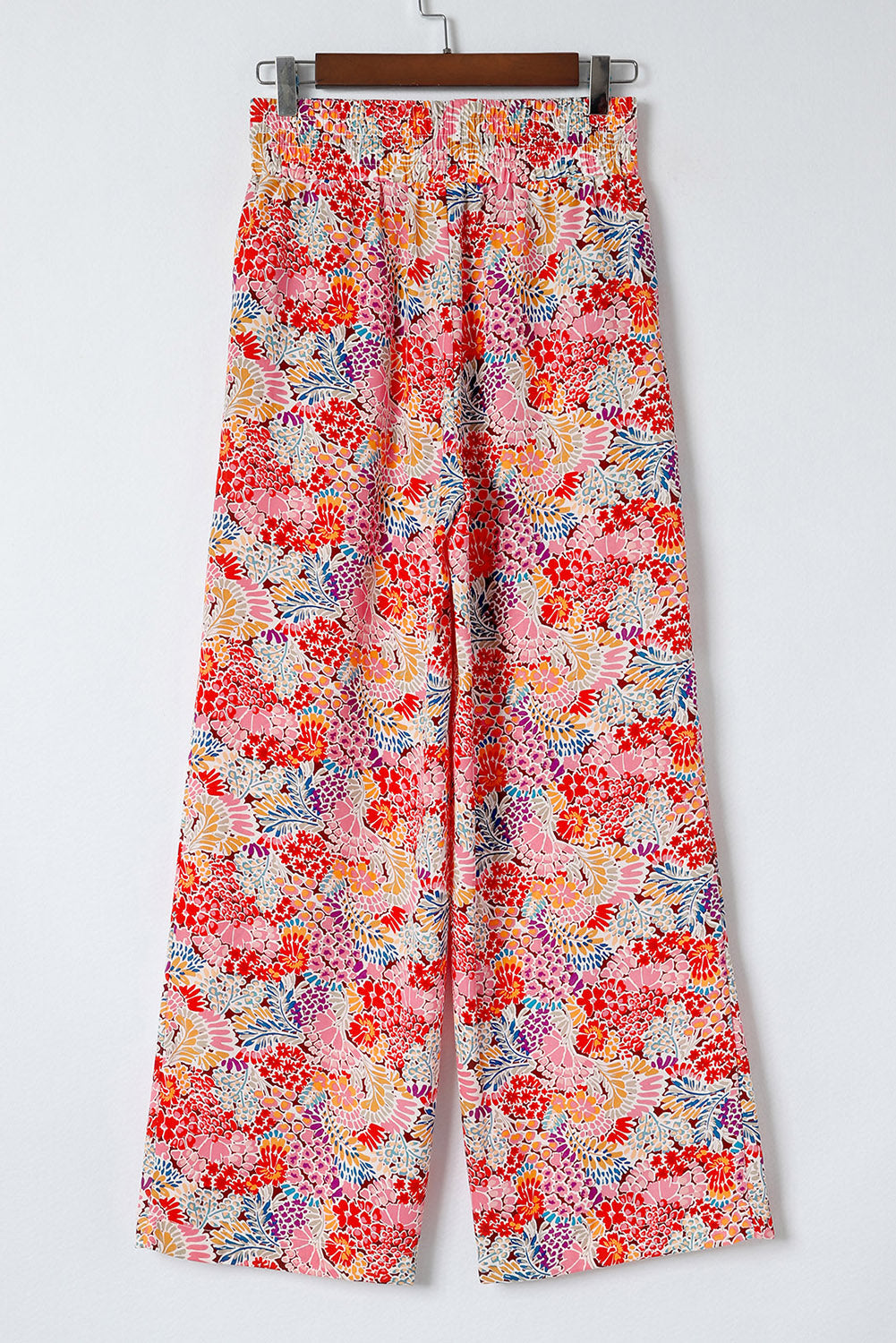 Gorgeous Print Drawstring Smocked High Waist Pants