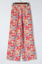 Gorgeous Print Drawstring Smocked High Waist Pants