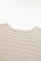 Apricot Exposed Seam Ribbed Knit Dolman Sweater