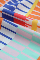 Multicolor Striped Print High Neck Flutter Top